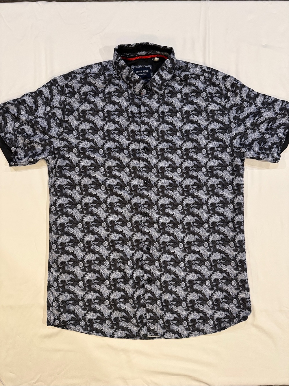 Silver Stone Black Paisley Short Sleeve Button-Down Shirt